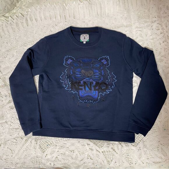 Authentic Kenzo Navy Crewneck Graphic Sweatshirt – Tiger Embroidery - Picture 4 of 11